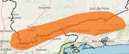 Sul Fluminense tem alerta de chuvas intensas, ventos fortes e granizo