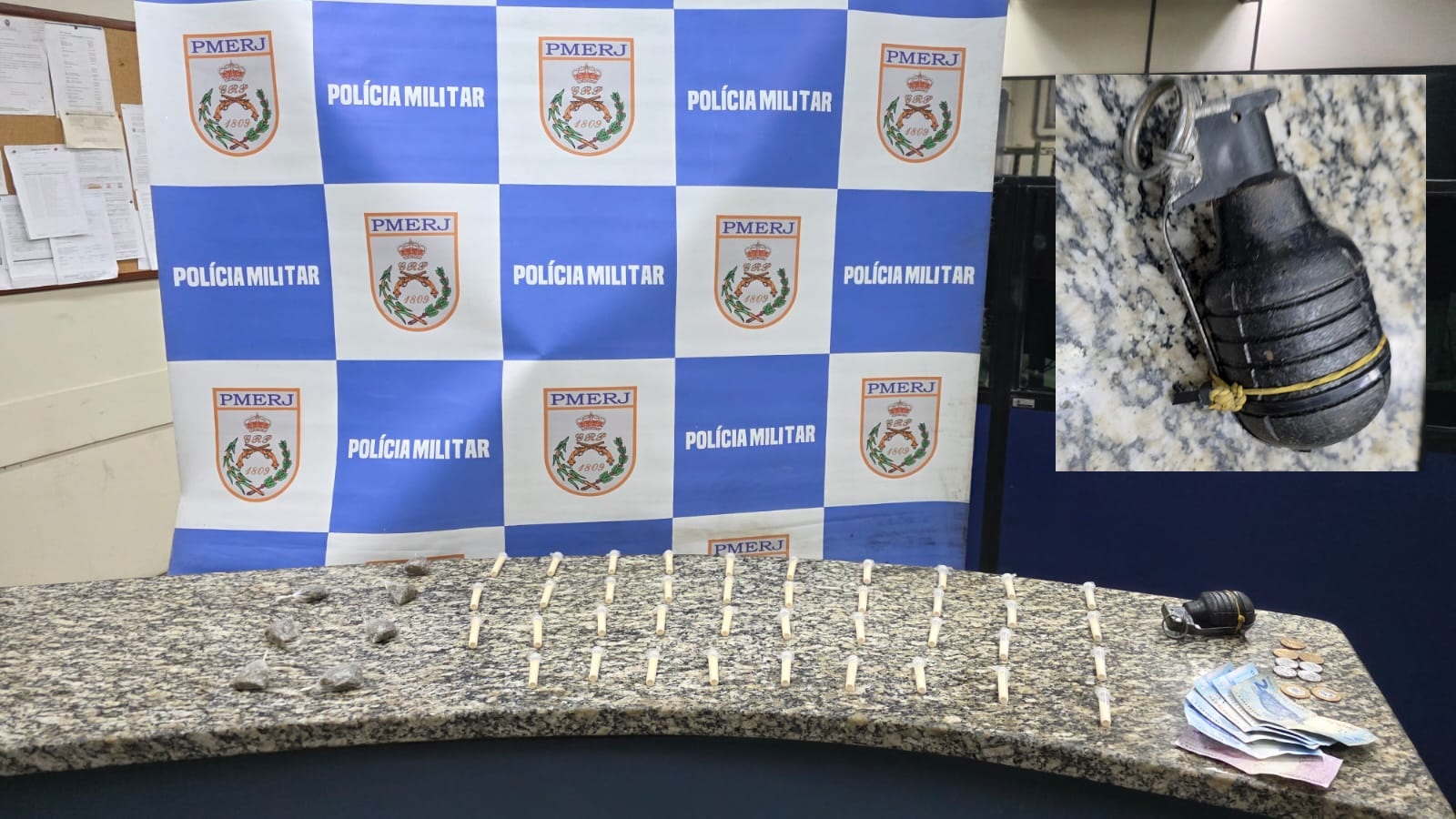 Homem é preso com granada e drogas em Barra Mansa